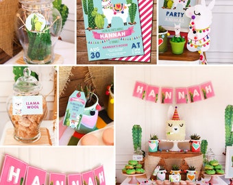 Llama Party Decorations - Alpaca Cactus Theme - Llama Party Decor - Instant Download and Edit File at home with Adobe Reader