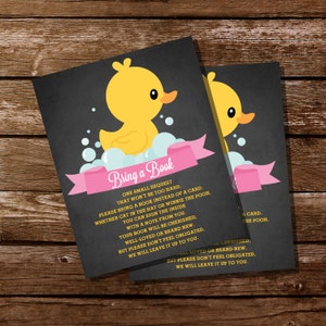 Baby Shower Rubber Duck Book Insert Card Baby Shower Note Card Instant Download Edit File with Adobe Reader