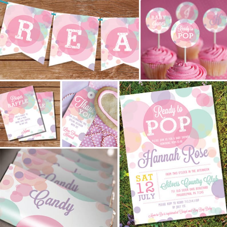 Ready To Pop Baby Shower Printables in Whites and Pinks Girl Etsy