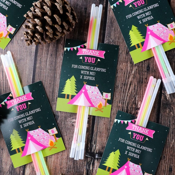 Glamping Party Favors - Thank You Tags - Glamping Editable - Instant Download & Editable File -Personalize at home with Adobe Reader Il_570xn