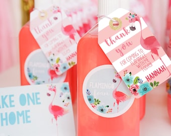 Flamingo Party Favors - Pink Flamingo Party Favor Tags - Floral Flamingo Party - Instant Download and Edit File at home with Adobe Reader