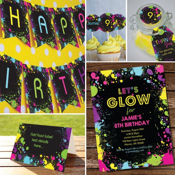 Glow Party Supplies/neon Party Set/blacklight Reactive Decoration