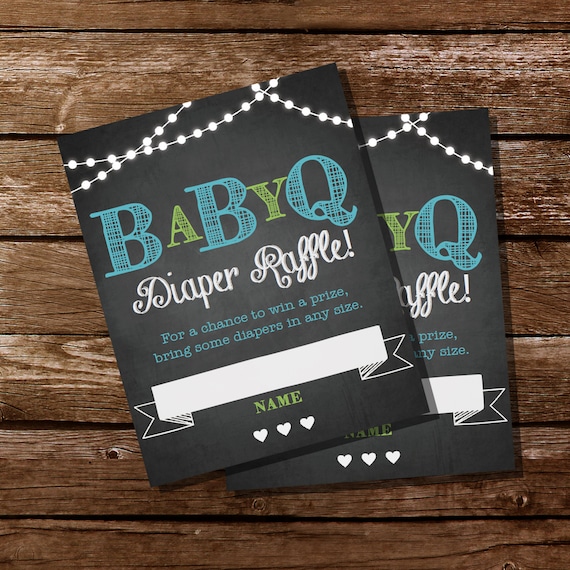Chalkboard BBQ Baby Shower Diaper Raffle Cards - Diaper Raffle - Instant Download and Editable File - Personalize at home with Adobe Reader Il_570xn