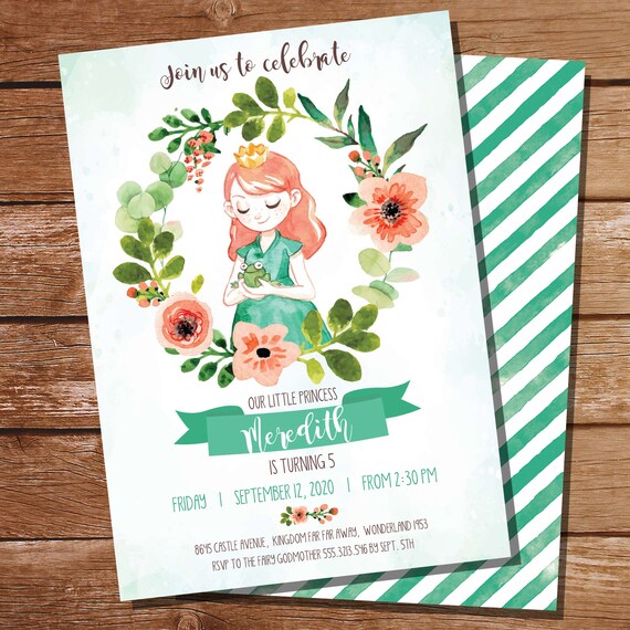 Princess Tea Party Invitation - Princess Party Invitations - Watercolor Invitation- Instant Download + Edit File with Adobe Reader Il_570xn