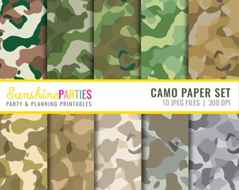 Camo Paper Set - Army Digital Paper Bundle - Camo Digital Paper Set - Instant Download