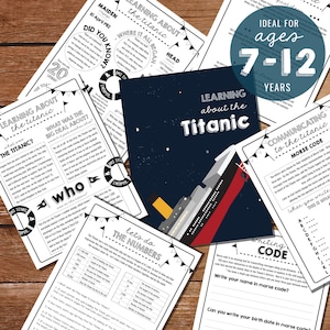 Kids Activity Sheets Titanic Home School DIY Titanic Activity Sheet HMS Titanic Learn about The Titanic Instant Download Print at Home