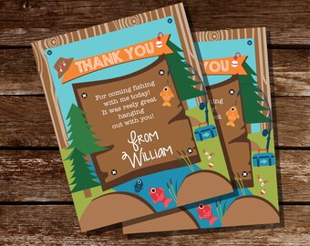 Fishing Party Thank You Card - Fishing Insert Card - Gone Fishing Card - O Fish Ally One - Instant Download - Editable File