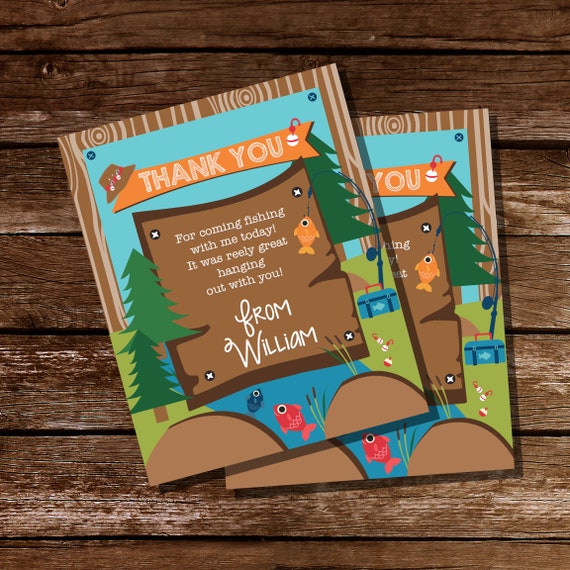Fishing Party Thank You Card - Fishing Insert Card - Gone Fishing Card - O Fish Ally One - Instant Download - Editable File Il_570xn