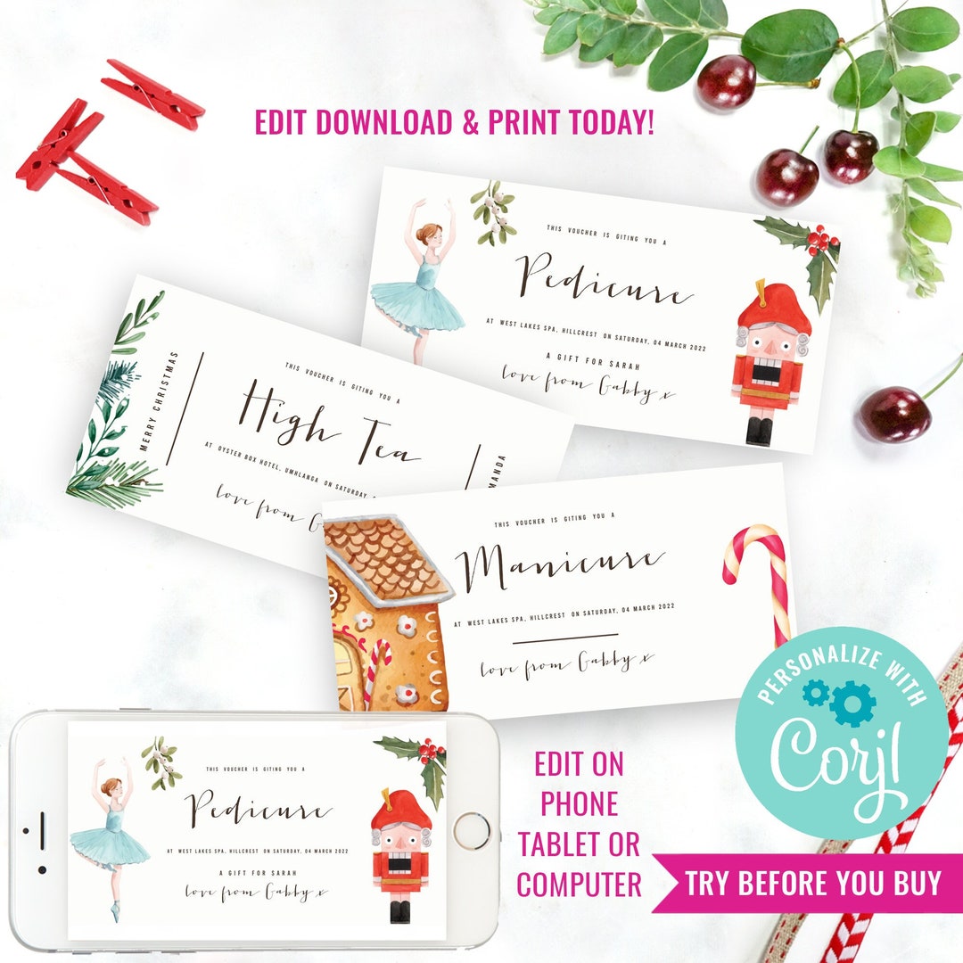 Christmas Gift Voucher Gift Template Printable Coupon Voucher Editable