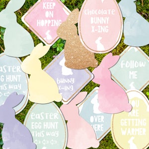 Easter Egg Hunt Printables - Easter Egg Hunt Signs - Instant Download and Editable File - Personalize at home with Adobe Reader