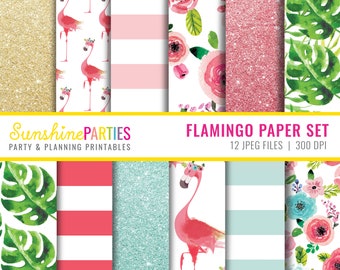 Tropical Digital Paper Set - Tropical Design Paper Bundle - Instant Download