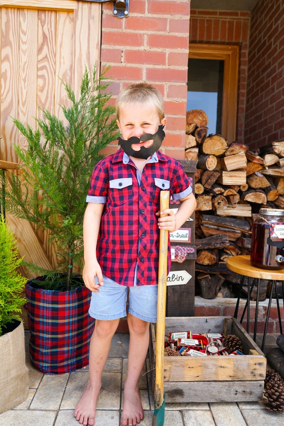 Little Lumberjack Beard Mask - Printable Party Mask - Instant Download and Edit File at home with Adobe Reader - Print at home Il_570xn