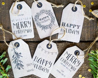 Christmas Kraft Gift Tags - Christmas Labels - Instant Downloadable and Editable File - Personalize at home with Adobe Reader