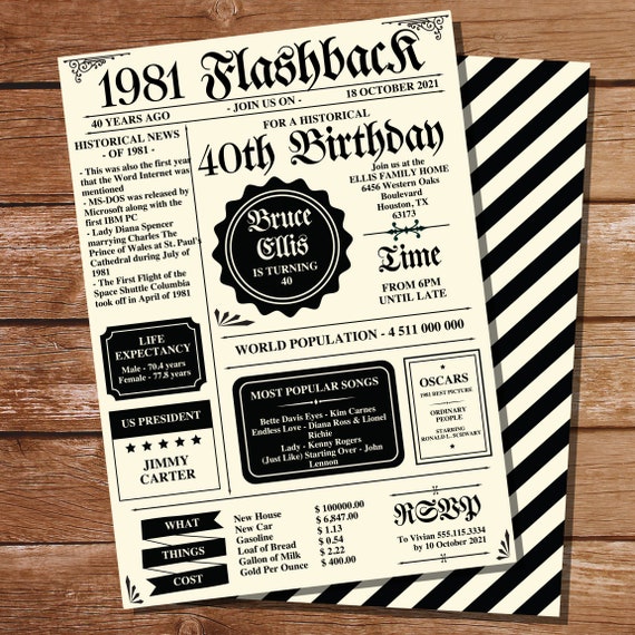 40th Birthday Invitation Newsflash Invitation Birthday Newspaper Invitation Newspaper Template Instant Download Edit File At Home By Sunshineparties Catch My Party 40th Birthday Invitation Newsflash Invitation Birthday Newspaper Invitation Newspaper Template Instant Download Edit File At Home By Sunshineparties Catch My Party