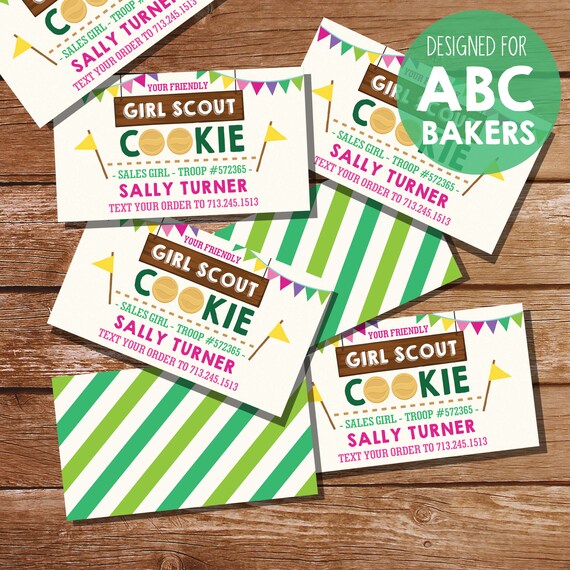 Girl Scout Cookie Seller Business Cards - Girl Scout Printables Business Cards - Instant Download and Edit File in Adobe Reader Il_570xn