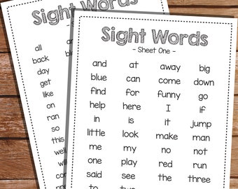 Kids Sight Words Activity - Learn To Read Sight Words - Printable Sight Words - Instant Download - Print at Home