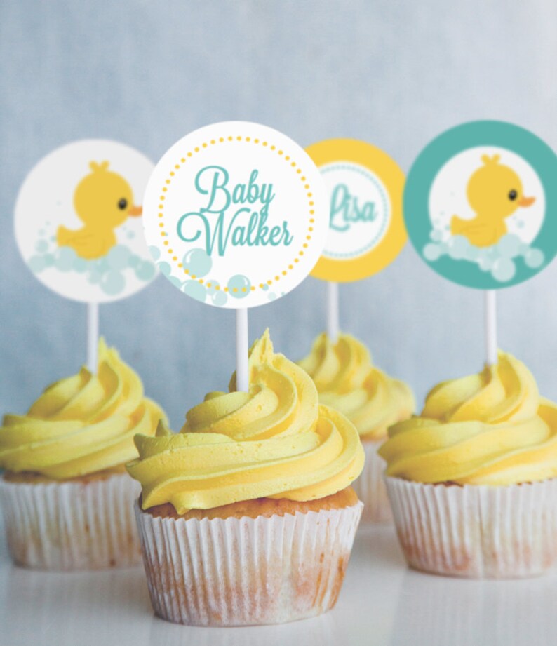 Rubber Duck Baby Shower Cupcake Toppers Rubber Duck Toppers Etsy