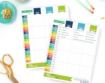 Homeschool Curriculum and Daily Lesson Planner Organizer - Homeschooling Planner - Lesson Planner - Instant Download and Edit with Adobe