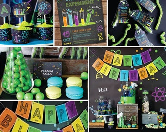 Science Experiment Birthday Party Printable Decor Science Party Instant Download Editable File with Adobe Reader