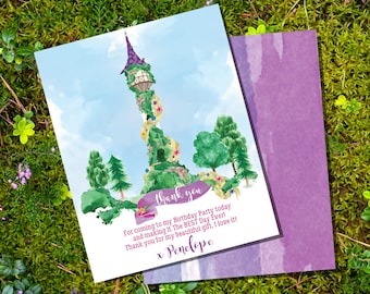 Rapunzel Party Thank You Card - Princess Party Thank You Card - Instant Download and Edit File at home with Adobe Reader