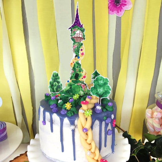 Rapunzel Party Cake Topper - Princess Party Cake Topper - Instant Download and Edit File at home with Adobe Reader Il_570xn