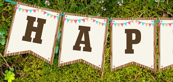 Camping Tent Party Birthday Banner for a Girl - Camp Out Banner - Instant Download - Editable File - Personalize at home with Adobe Reader Il_570xn