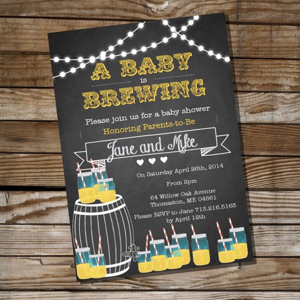 Baby is Brewing Baby Shower for a Boy or Girl - BBQ Invitation - Instant Download and Editable File - Personalize at home with Adobe Reader