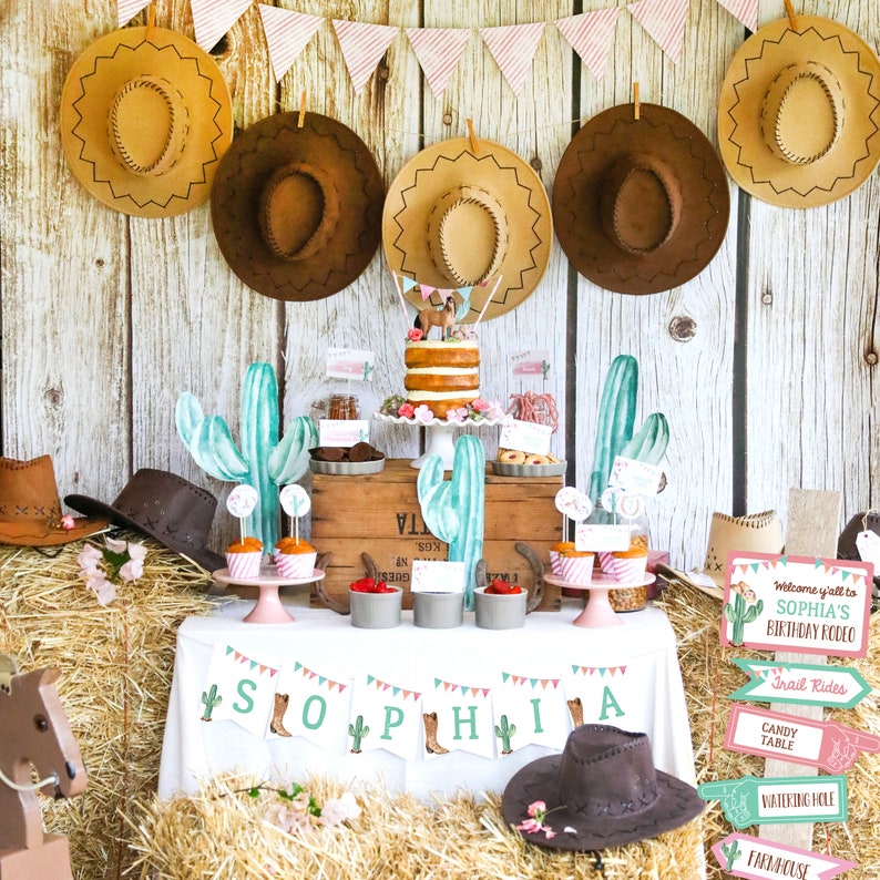 Cowgirl Birthday Party Decor Cowgirl Watercolor Party Decor Etsy