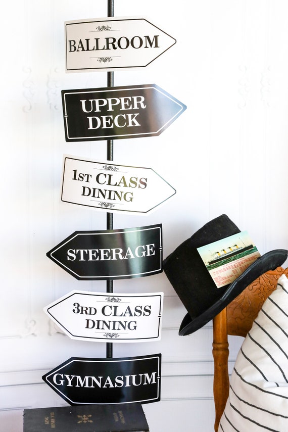 Titanic Party Signs - Vintage Titanic Party Directional Sign - Printable Party Sign - Instant Download and Edit File at home Il_570xn