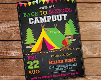 Back to School Camp Out Party Invitation for Boys and Girls - Instant Download Editable File - Personalize at home with Adobe Reader