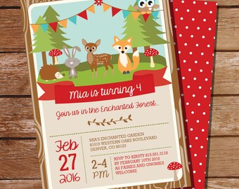 Enchanted Woodland Party Invitation - Enchanted Forest Invitation - Instant Download and Edit File at home with Adobe Reader