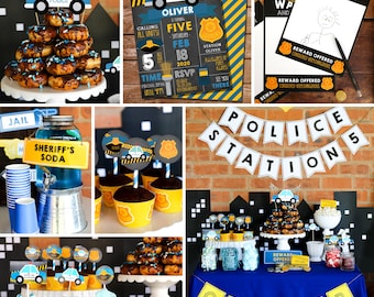 Boys Policeman Birthday Party Decorations Police Birthday Party DIY Party Decor Printables Instant Download Edit with Adobe Reader