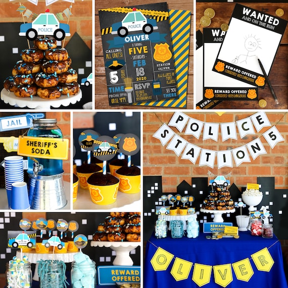 Policeman Birthday Party Decorations - Police Birthday Party Printables - Instant Download and Edit at home with Adobe Reader Il_570xn