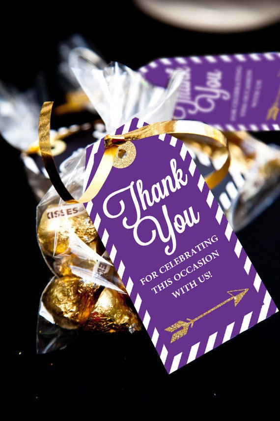 Purple and Gold Graduation Favor Tags - Graduation Favors - Instantly Downloadable File Il_570xn