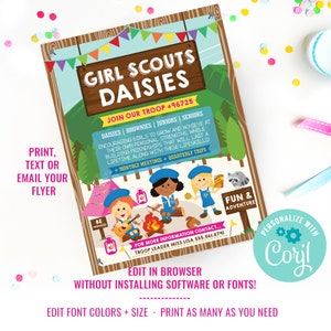 Girl Scouts Daisies Recruitment Flyer Printable - Girl Scout Recruitment Poster - Join The Daisies - Instant Download & Edit File with Corjl image 2