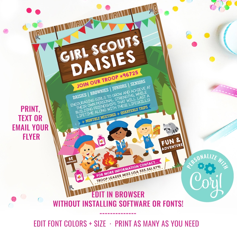 Girl Scouts Daisies Recruitment Flyer Printable - Girl Scout Recruitment Poster - Join The Daisies - Instant Download & Edit File with Corjl image 2