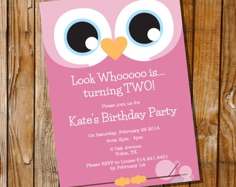 Owl Invitation for a Girl Birthday Party - Instantly Downloadable and Editable File - Personalize at home with Adobe Reader