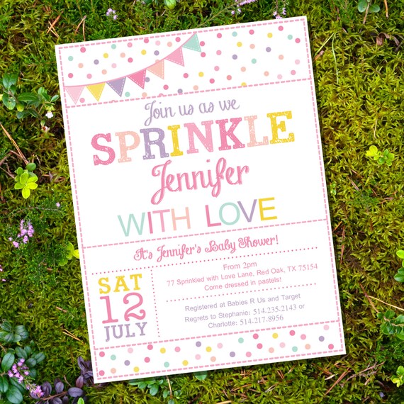 Sprinkle Baby Shower Invitation in Whites and Pinks - Girl Baby Shower Invitation - Instant Download and Edit with Adobe Reader Il_570xn