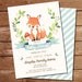 Fox Baby Shower Printable Invitation Fox Woodland Watercolor - Etsy