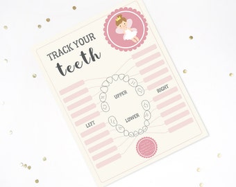 Tooth Fairy Lost Tooth Chart - Track Your Teeth Chart - Official Tooth Fairy Printable - Instant Download and Edit with Adobe Reader