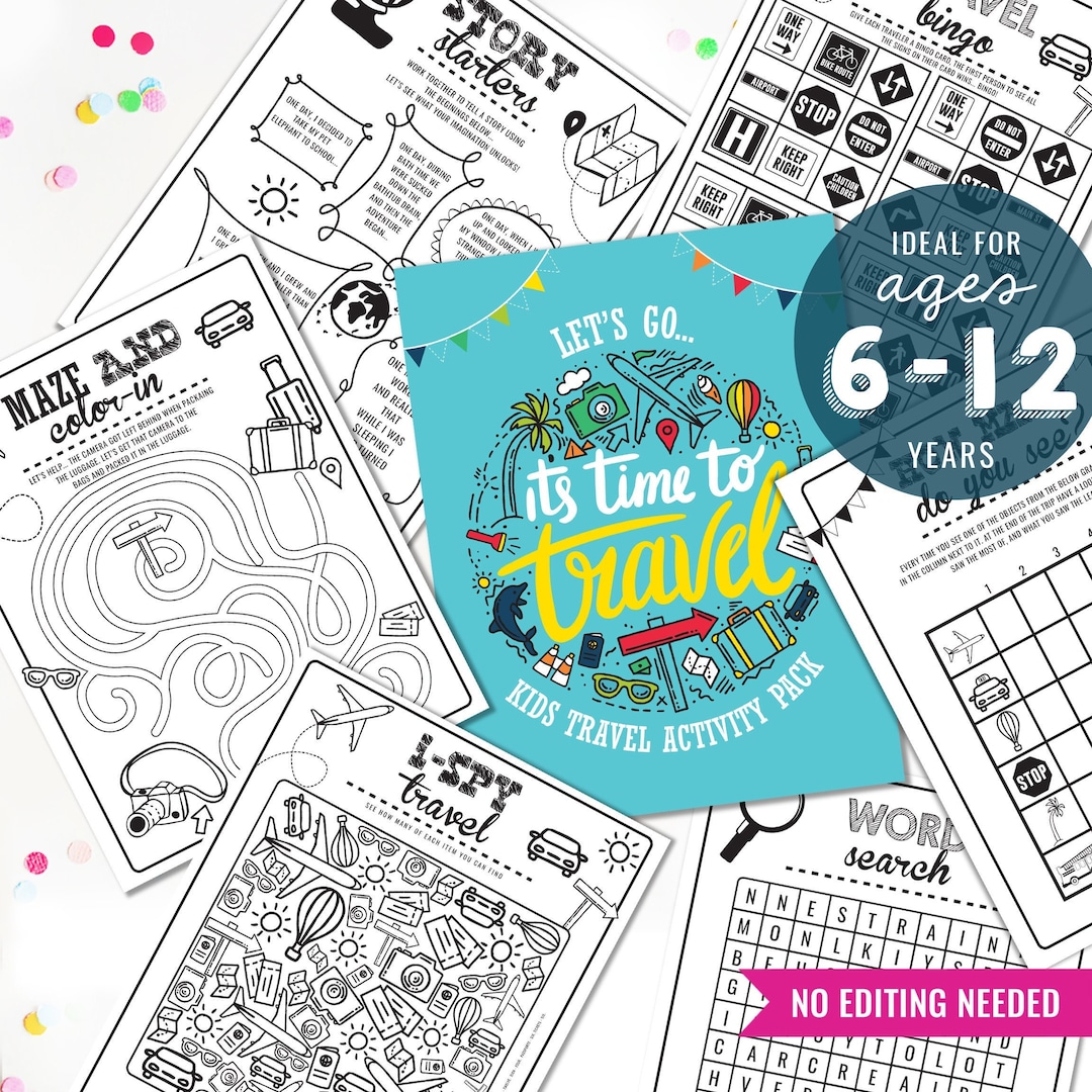 Kids Travel Activity Sheets Vacation Activity Sheet Kids Road Trip ...