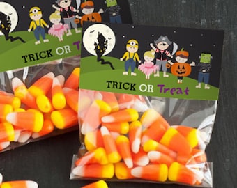 Halloween Party Favors Witch Halloween Treat Bag Topper Labels Trick or Treat Bag Toppers Halloween Printable Instant Download Edit