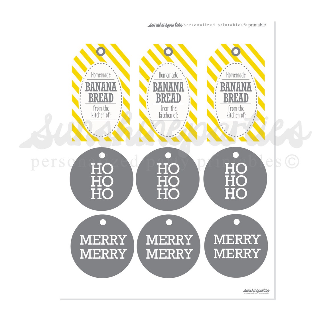 Homemade Banana Bread Labels &amp; Tags Christmas Gift Tags - Etsy