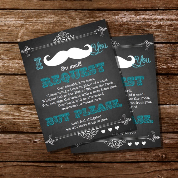 Mustache Bring a Book Insert Cards - Mustache Baby Shower - Instantly Downloadable and Editable File - Personalize at home with Adobe Reader Il_570xn