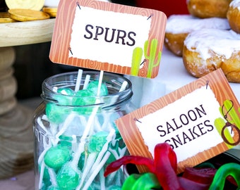 Labels Cowboy Party Food Labels TNT Wrappers Tent Card Food Label Buffet Cards Boys Cowboy Labels Instant Download Edit File in Adobe Reader