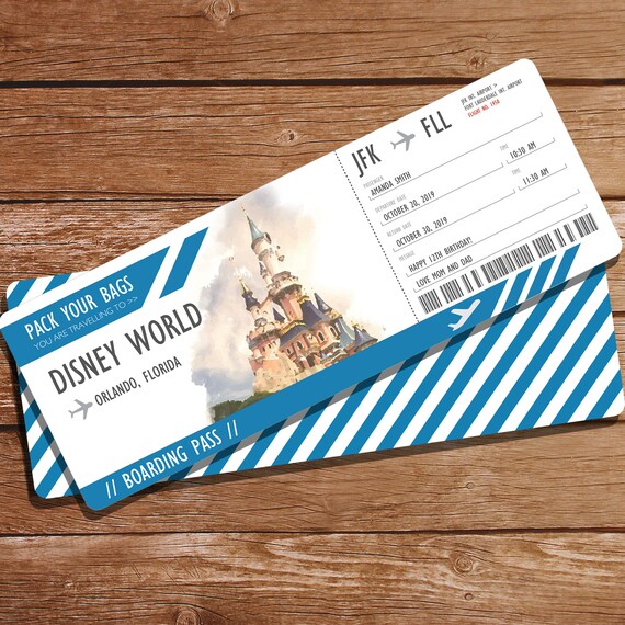 Disney World Surprise Vacation Gift Ticket - Travel Ticket Surprise - Instant Download Editable File - Personalize at home with Adobe Reader Il_570xn