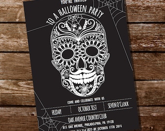 Halloween Party Invitation Skull Halloween Invitation Adult Halloween Party Invite Instant Download Edit with Adobe Reader
