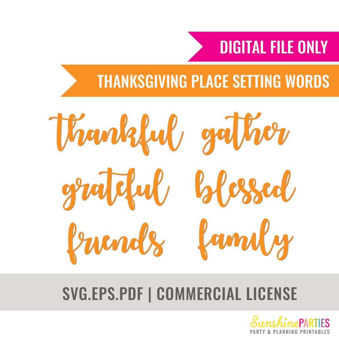 Svg Template Thanksgiving Words Laser Cut Wooden Words File Thankful ...