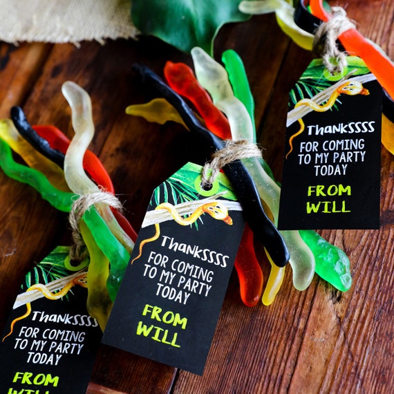 Snake Party Favor Tags - Snake Party Favors - Reptile Party Favor Tags - Instant Download and Edit File at home with Adobe Reader Il_570xn