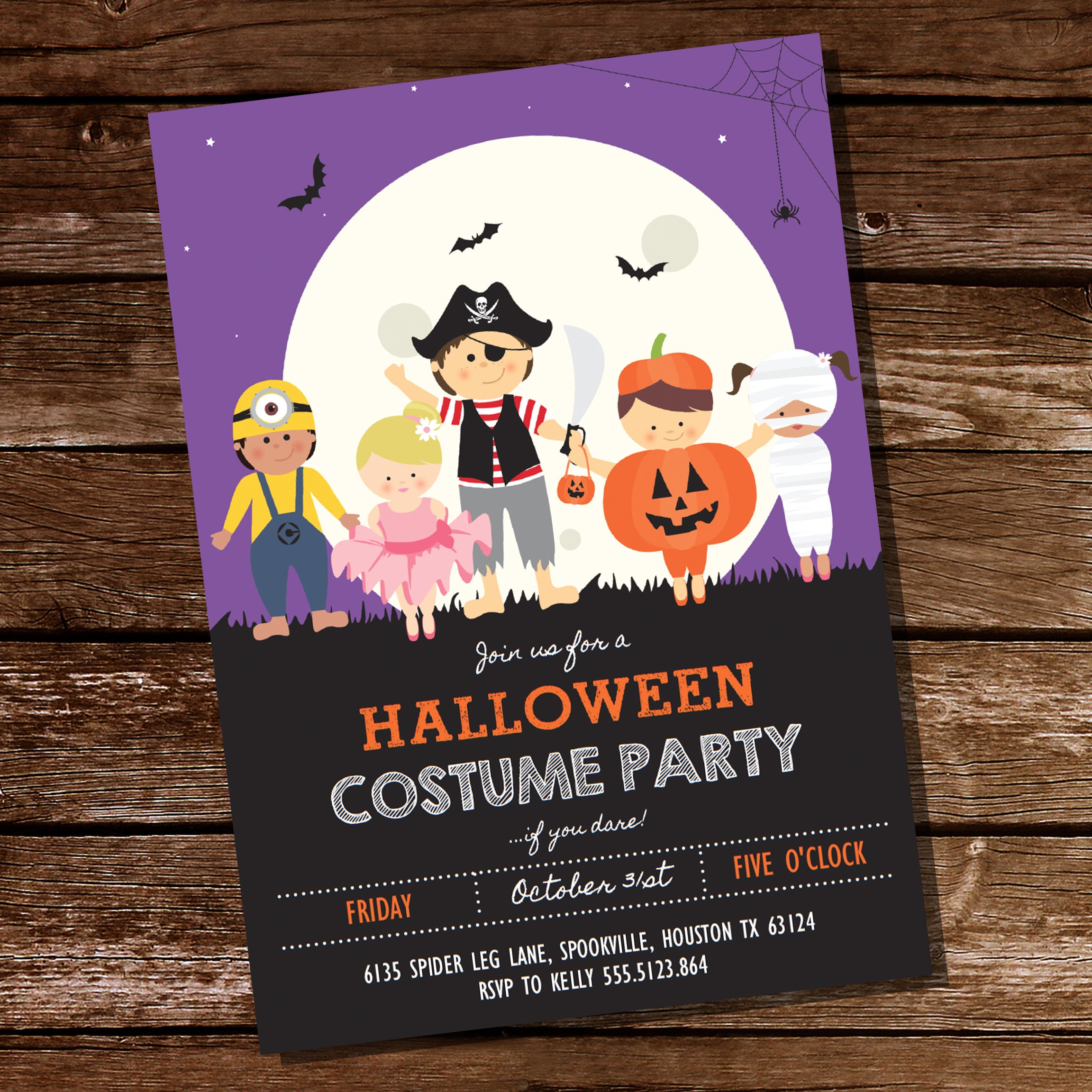 Halloween Costume Party Invitation Kids Halloween Party Etsy